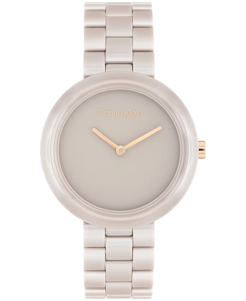 Calvin Klein Women's Ck Pure Sand Ceramic Bracelet Watch, 35mm