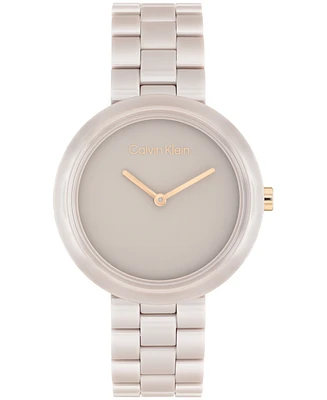Calvin Klein Women's Ck Pure Sand Ceramic Bracelet Watch, 35mm