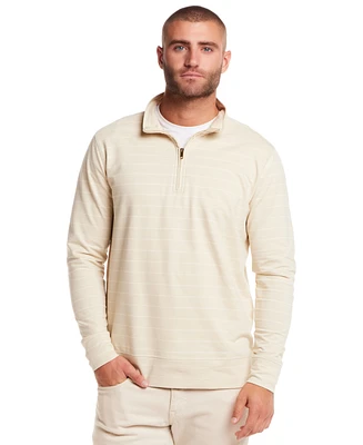 Weatherproof Vintage Men's Striped Long Sleeve Quarter Zip Pullover T-shirt