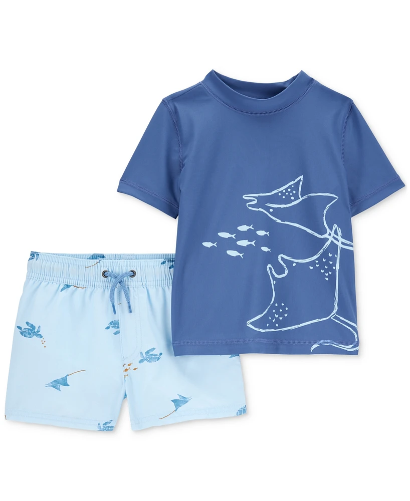 Carter's Toddler Boys Stingray Rashguard & Swim Trunk Set