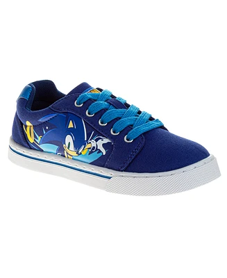 Sonic The Hedgehog Little and Big Boys Lace Up Low-Top Vintage Canvas Sneakers