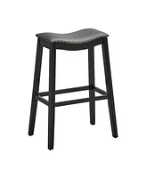 Gymax Set of Saddle Bar Stools Height Kitchen Chairs w/ Rubber Wood Legs