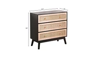 Slickblue 3-Drawers Rattan Storage Cabinet Rattan Drawer for Bedroom