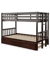 Gouun Twin Pull-Out Bunk Bed with Trundle Wooden Ladder