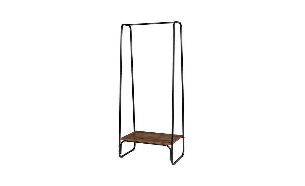 Slickblue Freestanding Clothes Rack with Wood Shelf for Stylish and Functional Clothing Storage