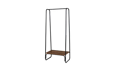 Slickblue Freestanding Clothes Rack with Wood Shelf for Stylish and Functional Clothing Storage