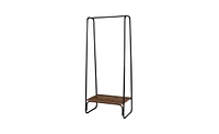 Slickblue Freestanding Clothes Rack with Wood Shelf for Stylish and Functional Clothing Storage