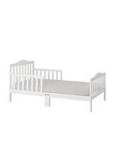 Classic Toddler Bed Frame with Two Side Safety Guardrails, Wooden Design