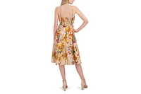 Laundry by Shelli Segal Women's Casual Sleeveless Halter Neck Elegant Midi Dress