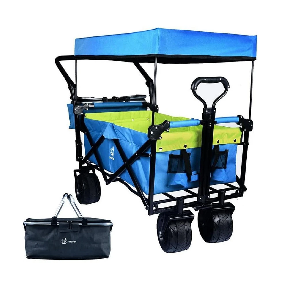 Slickblue Heavy Duty Folding Wagon Cart with Removable Canopy for Outdoor Convenience and Protection