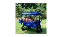 Slickblue Heavy Duty Folding Wagon Cart with Removable Canopy for Outdoor Use and Easy Transport