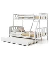 3-in-1 Twin Over Full Bunk Bed with Trundle and Built-in Ladder