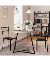 gaomon Dining Table Set for 2, Round Kitchen Table and Upholstered Chairs for 2, 3 Piece Dining Room Table Set, Kitchen Table Set for Small Space