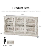 Tribesigns Farmhouse Console Table, 63-Inch Long Entryway Table with 3 Tier Storage, Wooden Rectangular Sofa Behind The Couch for Entrance, Hall