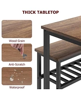 gaomon Dining Table Set for 4, Modern Kitchen Table with Bench and Chairs, 4 Piece Dining Room Table with Storage Rack for Small Spaces