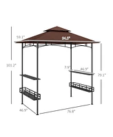 Outsunny 8' x 5' Grill Gazebo, 2-Tier Outdoor Bbq Dark