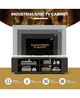 Gouun 59 Inch Console Storage Entertainment Media Wood Tv Stand