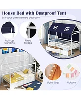 Gouun Twin House Bed with Tent and 2 Storage Drawers for Kids