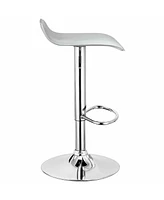 Gymax Set of 4 Swivel Bar Stool Pu Leather Adjustable Kitchen Counter Bar Chair White