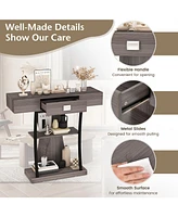 Gouun Console Table with Drawer and 2-Tier Shelves for Entryway Living Room
