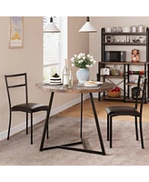 gaomon Dining Table Set for 2, Round Kitchen Table and Upholstered Chairs for 2, 3 Piece Dining Room Table Set, Kitchen Table Set for Small Space, Apa