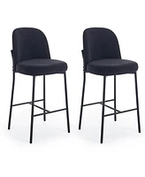 Dyhome Bar Stools Set of 2, 28 Inches Modern Counter Height with High Back Metal Legs, Upholstered Tall Barstools for Kitchen Island, Cafe,