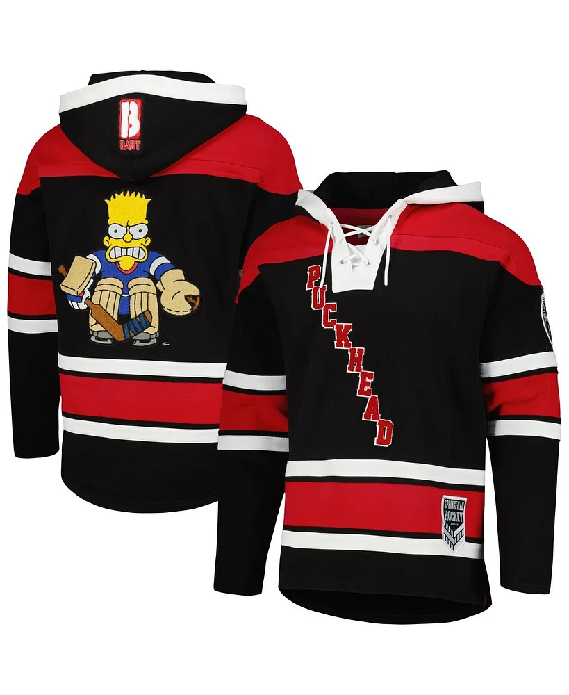 Freeze Max Men's Bart Simpson Black/Red The Simpsons Puckhead Hoodie Hockey Jersey