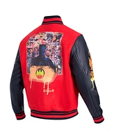 Freeze Max Men's Red/Black Batman Spray Paint Full-Zip Varsity Jacket