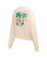 Freeze Max Women's Cream Lilo and Stitch We're Better Together Loose Fit Cropped Pullover Sweatshirt