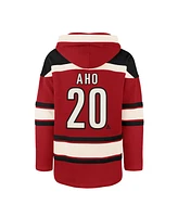 '47 Brand Men's Sebastian Aho Red Carolina Hurricanes Player Name Number Lacer Pullover Hoodie