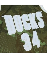 Mitchell & Ness Men's Ray Allen Camo Milwaukee Bucks Hardwood Classics 2000/01 Ghost Green Swingman Jersey