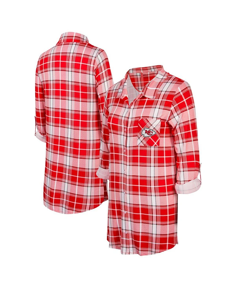 Concepts Sport Women's Red/White Kansas City Chiefs Ashford Plaid Knit Nightshirt