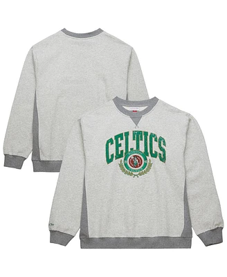 Mitchell & Ness Men's Heather Gray Boston Celtics Vintage Logo Pullover Sweatshirt