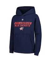 Outerstuff Big Boys and Girls Navy Columbus Blue Jackets Authentic Pro Wordmark Fleece Pullover Hoodie