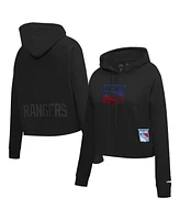 Pro Standard Women's Black New York Rangers Jewels Cropped Pullover Hoodie