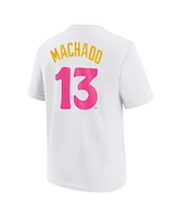 Nike Big Boys and Girls Manny Machado White San Diego Padres Fuse City Connect Name Number T-Shirt