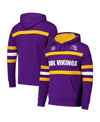 Mitchell & Ness Men's Purple Minnesota Vikings Vintage Logo Head Coach Fleece Pullover Hoodie