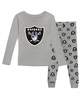 Outerstuff Big Boys and Girls Las Vegas Raiders Long Sleeve T-Shirt and Pants Sleep Set