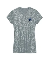 Outerstuff Big Girls Micah Parsons Silver Dallas Cowboys Sequin Player Name Number V-Neck Dress