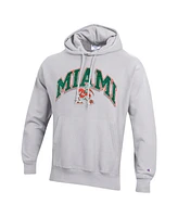 Champion Men's Gray Miami Hurricanes Vault Late Night Reverse Weave Pullover Hoodie