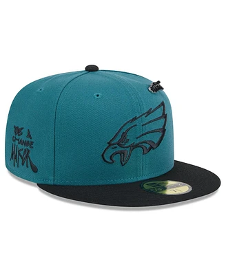 New Era Men's Midnight Green/Black Philadelphia Eagles 2024 Inspire Change 59FIFTY Fitted Hat