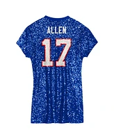 Outerstuff Big Girls Josh Allen Royal Buffalo Bills Sequin Player Name Number V-Neck Dress