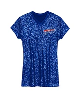 Outerstuff Big Girls Josh Allen Royal Buffalo Bills Sequin Player Name Number V-Neck Dress