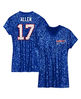 Outerstuff Big Girls Josh Allen Royal Buffalo Bills Sequin Player Name Number V-Neck Dress