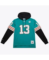 Mitchell & Ness Men's Dan Marino Aqua Miami Dolphins Player Name Number Hoodie Legacy Jersey