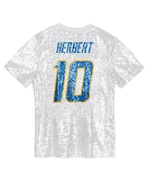 Outerstuff Big Girls Justin Herbert Powder Blue Los Angeles Chargers Sequin V-Neck Fashion Jersey