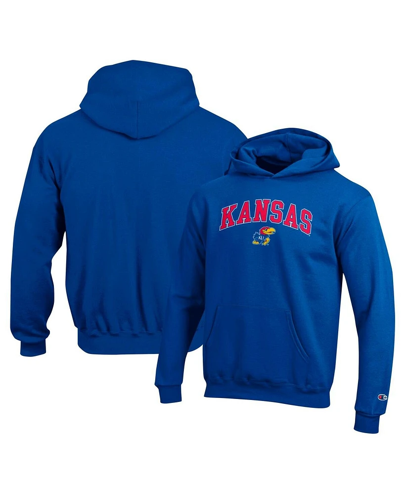 Champion Big Boys and Girls Royal Kansas Jayhawks Campus Pullover Hoodie