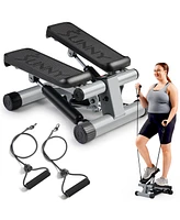 Sunny Health & Fitness Mini Stepper for Exercise Low-Impact Stair Step Cardio Equipment with Resistance Bands, Digital Monitor, Optional Twist Motion