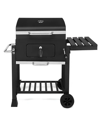 Slickblue Charcoal Grill with Foldable Side Table and Wheels for Portable and Convenient Outdoor Cooking