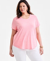 Style & Co Plus Size Printed Crewneck Tee, Exclusively at Macy's